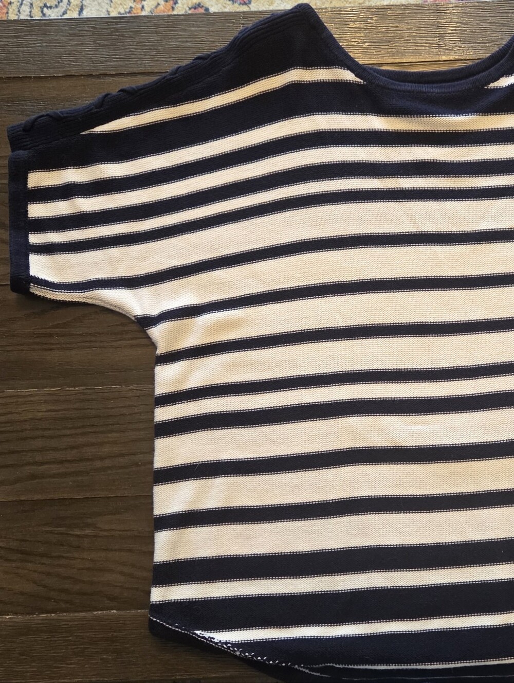 croft & barrow Navy and White Striped Women's Scoop Neck Sweater
